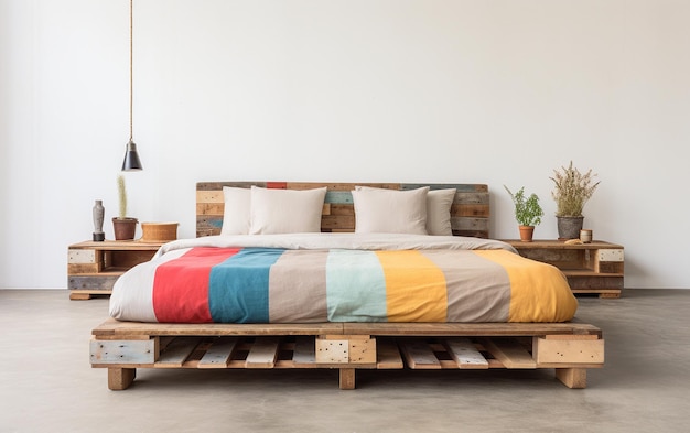Estructura de cama de madera reutilizada