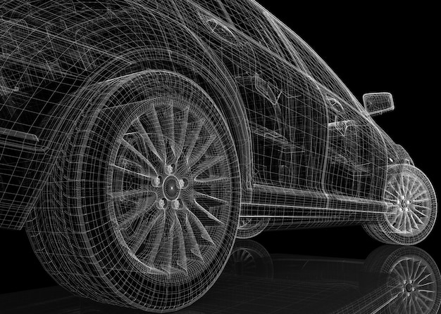 Estructura de la carrocería del modelo 3D del automóvil