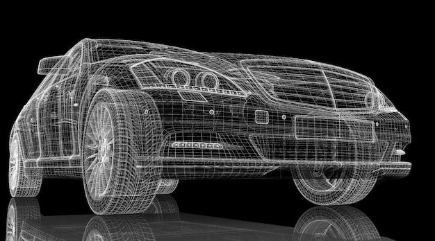 Estructura de la carrocería del modelo 3D del automóvil