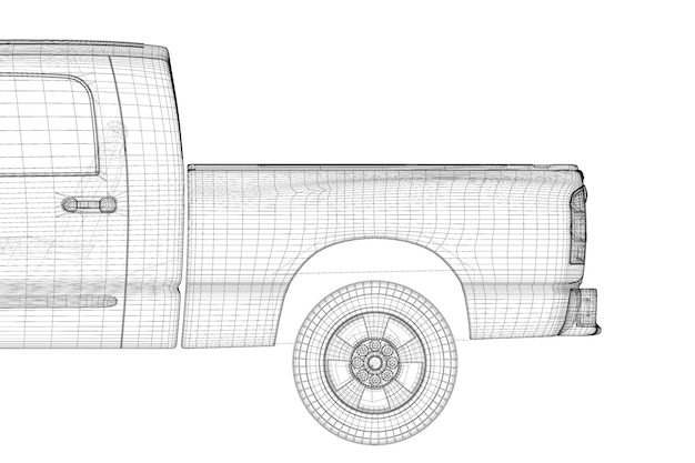 Estructura de la carrocería del modelo 3D del coche, modelo de alambre