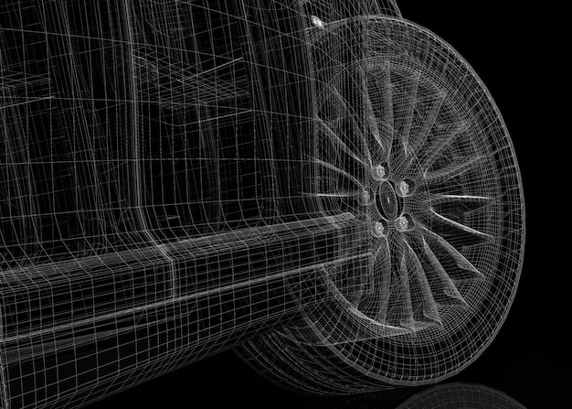 Estructura de la carrocería del modelo 3D del coche