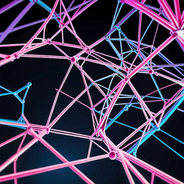 una estructura colorida con muchas líneas y un fondo azul con un diseño púrpura y rosa