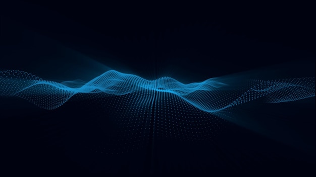 Estructura de conexión Fondo abstracto de vector de luces borrosas Onda de punto futurista abstracto Onda de partículas sobre fondo oscuro