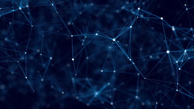 Estructura de conexión de red Fondo digital con puntos y líneas Visualización de big data Representación 3D