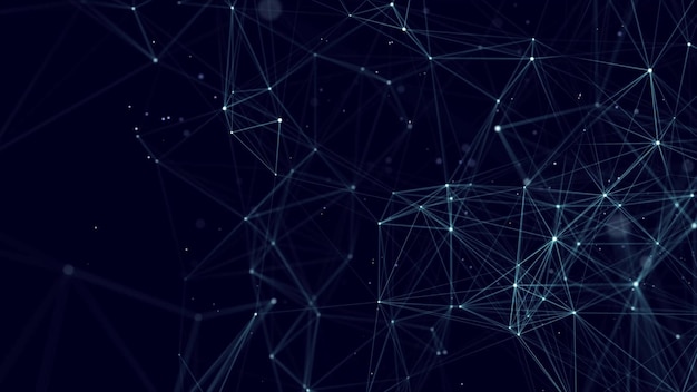 Estructura de conexión de red Fondo digital con puntos y líneas Visualización de big data Representación 3D