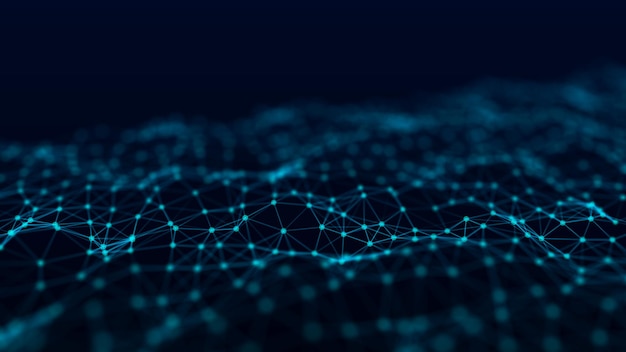 La estructura de la conexión de red de puntos y líneas Tecnología de datos Representación 3D de fondo digital