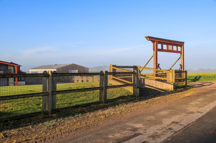 Foto estructura construida en el campo por la carretera contra el cielo