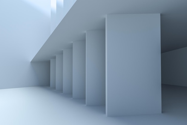 Estructura de edificio interior blanco de renderizado 3d