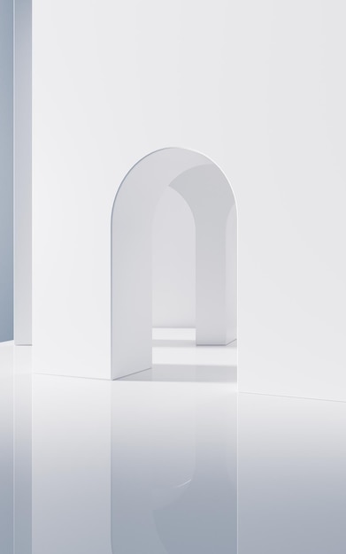Estructura de edificio vacío con estructura geométrica renderizado en 3D