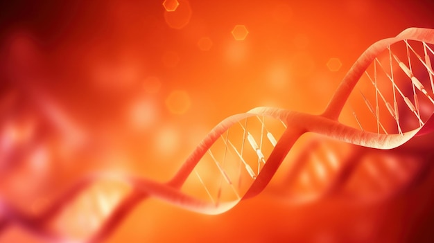 Estructura humana del ADN investigaciones de cromosomas fondo naranja aislar IA generada