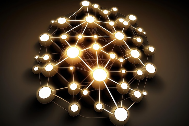 Foto estructura jerárquica abstracta con líneas y nodos de conexión estructura organizativa de diseño moderno y profesional concepto de negocio y gestión gestión de equipos y comunicación ai