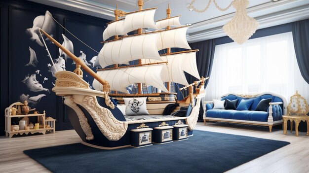 Foto estructura de juego de barcos piratas anclada para la decoración