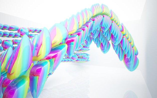 Una estructura de metal con los colores del arcoíris y un diseño en espiral en el medio.