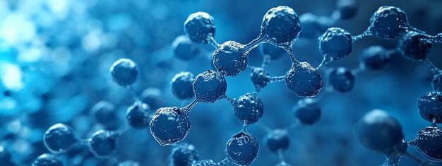 Estructura molecular 3D azul Ilustración del concepto de ciencia y biotecnología