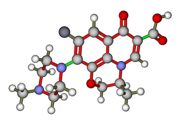 Estructura molecular del antibiótico ofloxacina