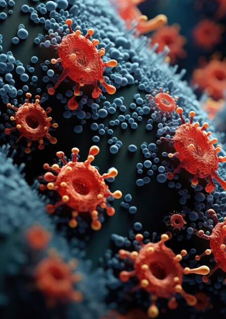 Estructura molecular de las bacterias sanguíneas cancerosas vista interior del cuerpo humano sano Generativo Ai