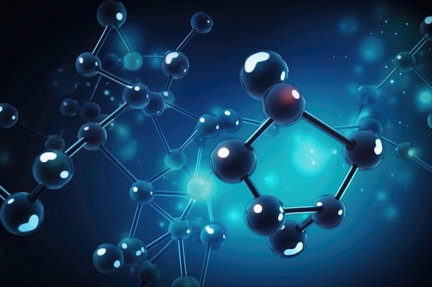 Estructura molecular con conexiones entre átomos IA generativa