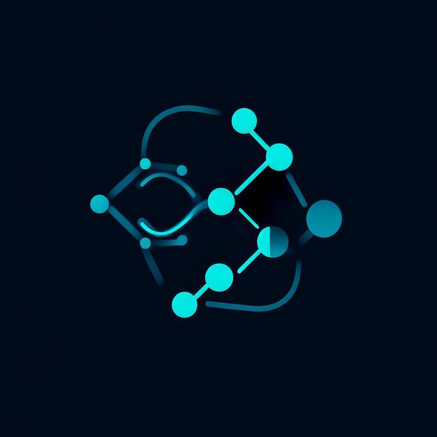 Estructura molecular en fondo oscuro Ilustración 3D Fondo abstracto