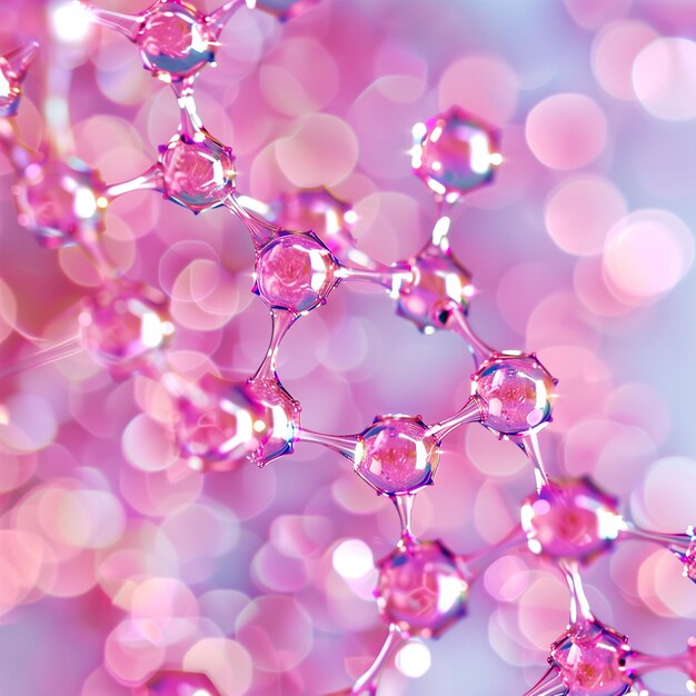 Estructura molecular rosa para productos cosméticos