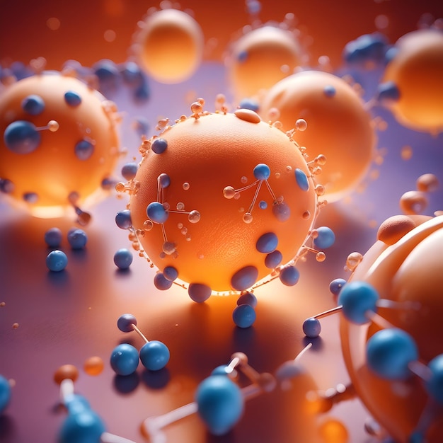 Estructura molecular de la vitamina C Ilustración 3D del concepto