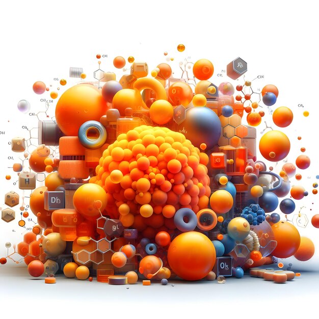 Estructura molecular de la vitamina C Ilustración 3D del concepto