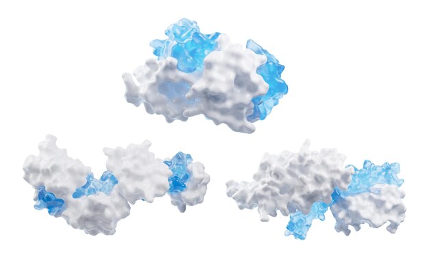 Foto estructura de proteínas con concepto biológico en 3d