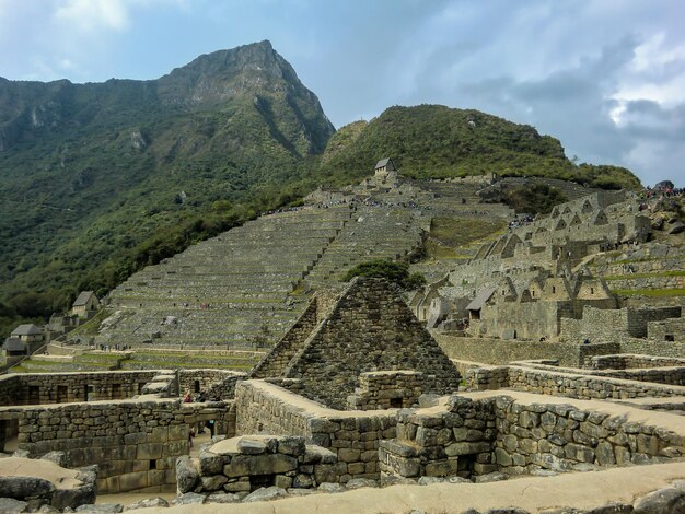 Las estructuras de terrazas o andenes del Imperio Inca en Machu Picchu Cusco Cuzco Perú