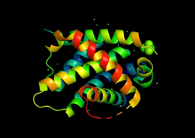 Foto estrutura 3d da molécula de proteína