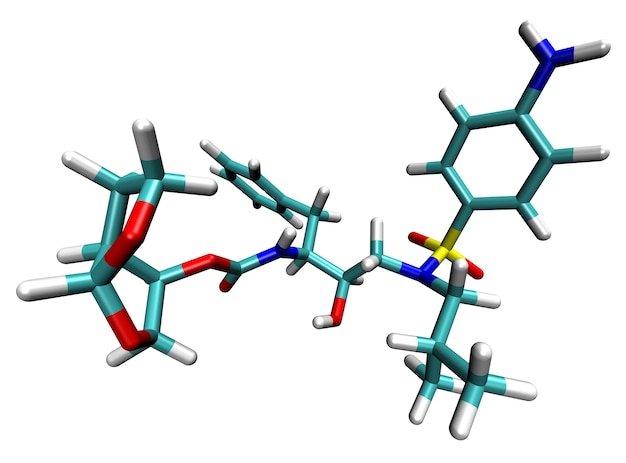 Estrutura 3D do Darunavir, um medicamento antiviral contra o coronavírus COVID-19 e HIV
