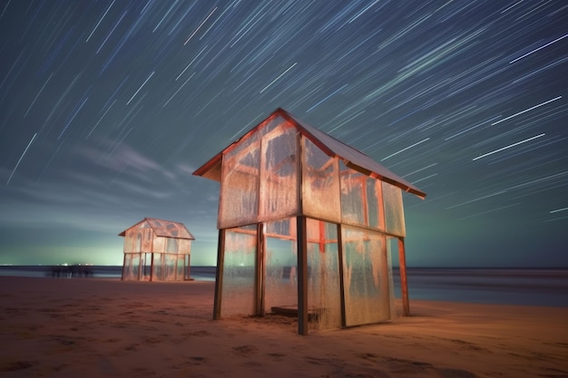 Estrutura construída em uma paisagem de praia