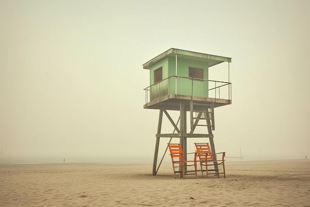 Estrutura construída em uma paisagem de praia