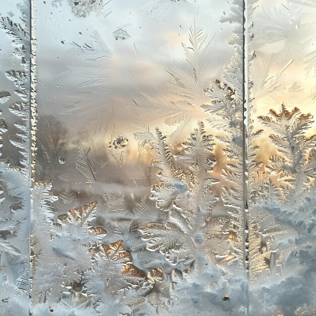 Foto estrutura cristalina da geada em vidro