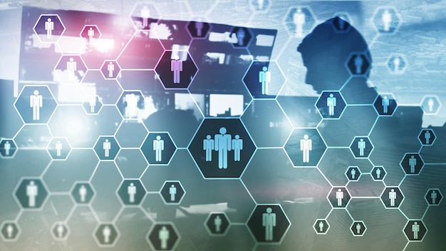 Estrutura da organização de recrutamento de recursos humanos de RH e conceito de rede social