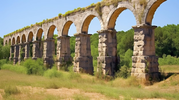 Foto estrutura de aqueduto romano antigo