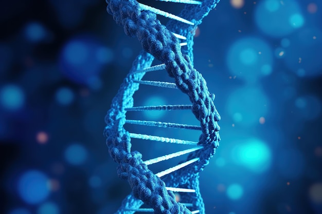 Foto estrutura de dna humano de hélice azul