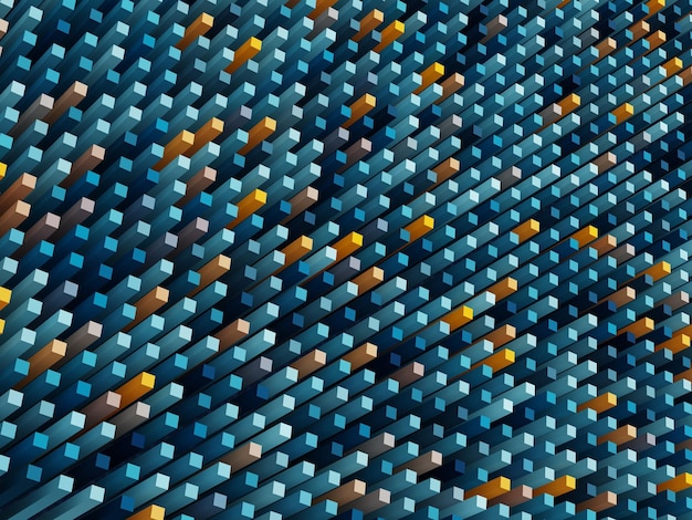 Estrutura de mosaico abstrata 3d fundo futurista azul e amarelo na moda