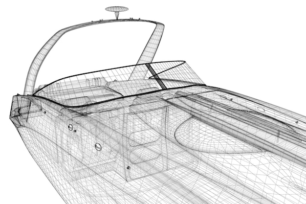 Estrutura do corpo do modelo 3D de carga do ferryboat, modelo de fio