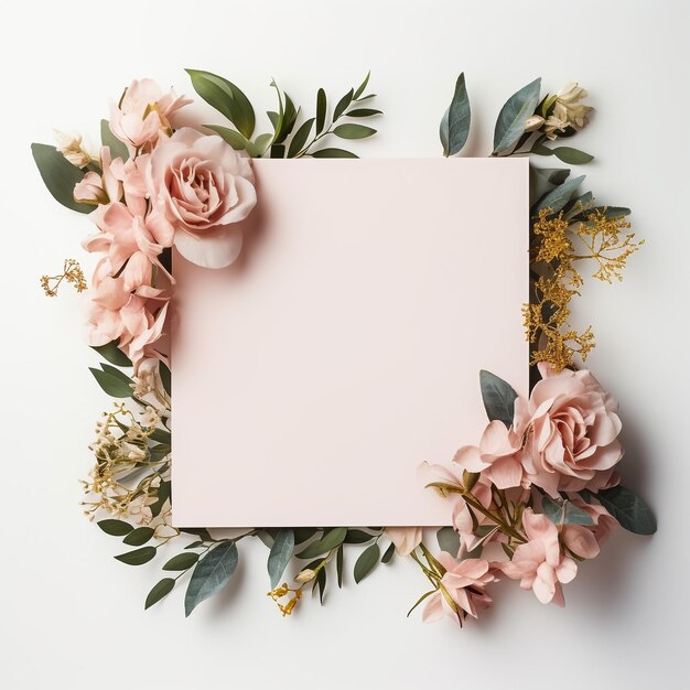 Foto estrutura floral e dourada em blush e menta isolada sobre fundo branco arranjo de pintura desenhado à mão f