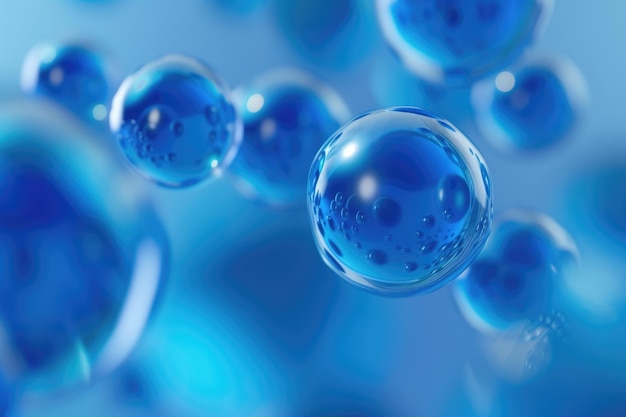 Estrutura molecular azul em close-up
