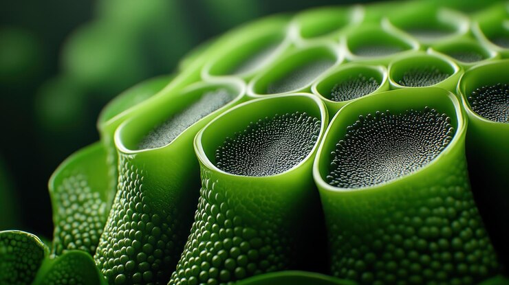 Foto estruturas celulares verdes intrincadas natureza fotografia macro close-up exploração científica