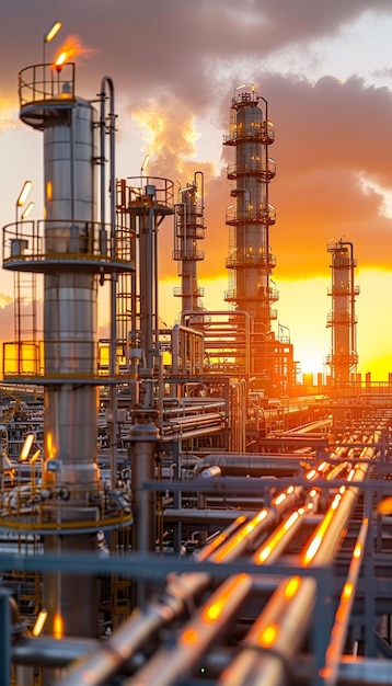 Foto estruturas de conduta e de suporte em instalações industriais para produção química ou de petróleo