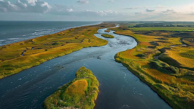 Foto el estuario costero una imagen pintoresca de fondo