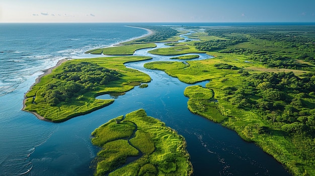 Foto el estuario costero un pintoresco papel pintado