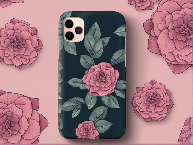 Un estuche floral rosa con un patrón floral en él.