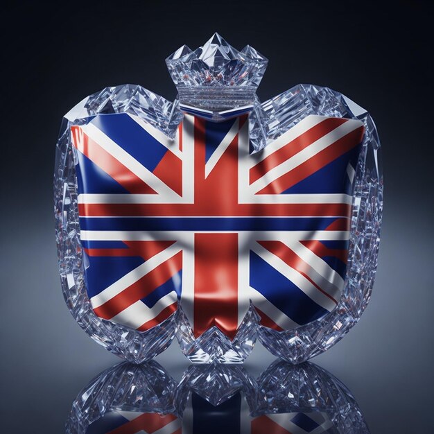 Un estuche en forma de diamante con la bandera Union Jack en él.