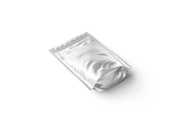 Estuche plateado con cremallera en blanco Paquete flexible cromado Metal enlatado transparente para plantilla de almacenamiento de alimentos