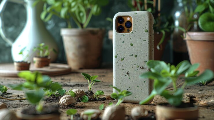 Estuche de teléfono ecológico con plántulas