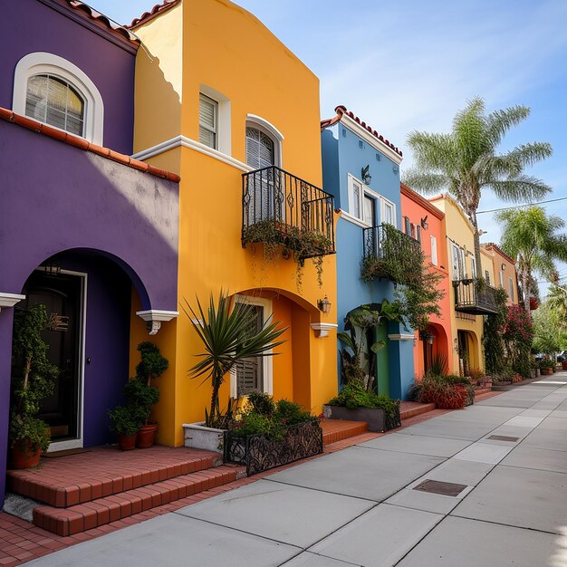 Foto estucos coloridos casas de ciudad privadas tradicionales arquitectura residencial exterior