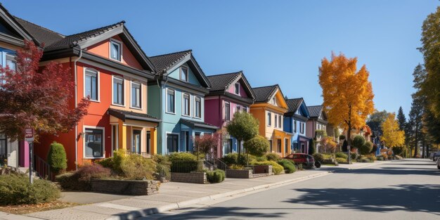 Estucos coloridos casas privadas tradicionales de la ciudad Arquitectura residencial exterior AI Generado