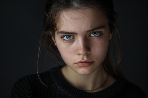 Foto estudante adolescente triste sofrendo de bullying sentindo-se sozinha infeliz assustada jovem mulher